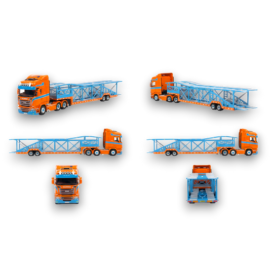 Flame Scania Car Carrier Blue & Orange 1:64 - Evergreen Kings