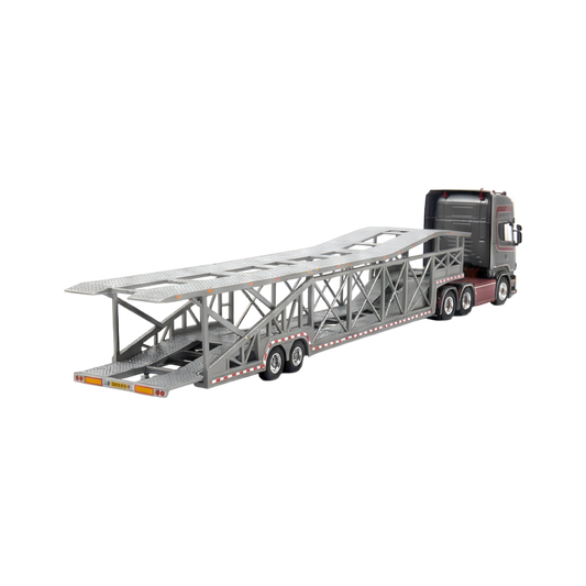 Flame Scania Car Carrier Transport Truck Grey Red 1:64 - Limited to 299 Pcs - Evergreen Kings