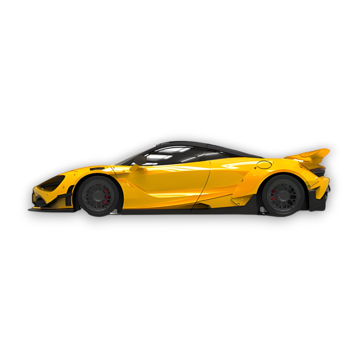Yellow McLaren 720S diecast model car in 1:64 scale, detailed replica from Lot57Supplies Diecast Shop.