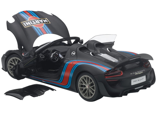 Porsche 918 Spyder Weissach Package Black/ Martini Livery #15 1/18 Model Car by Autoart