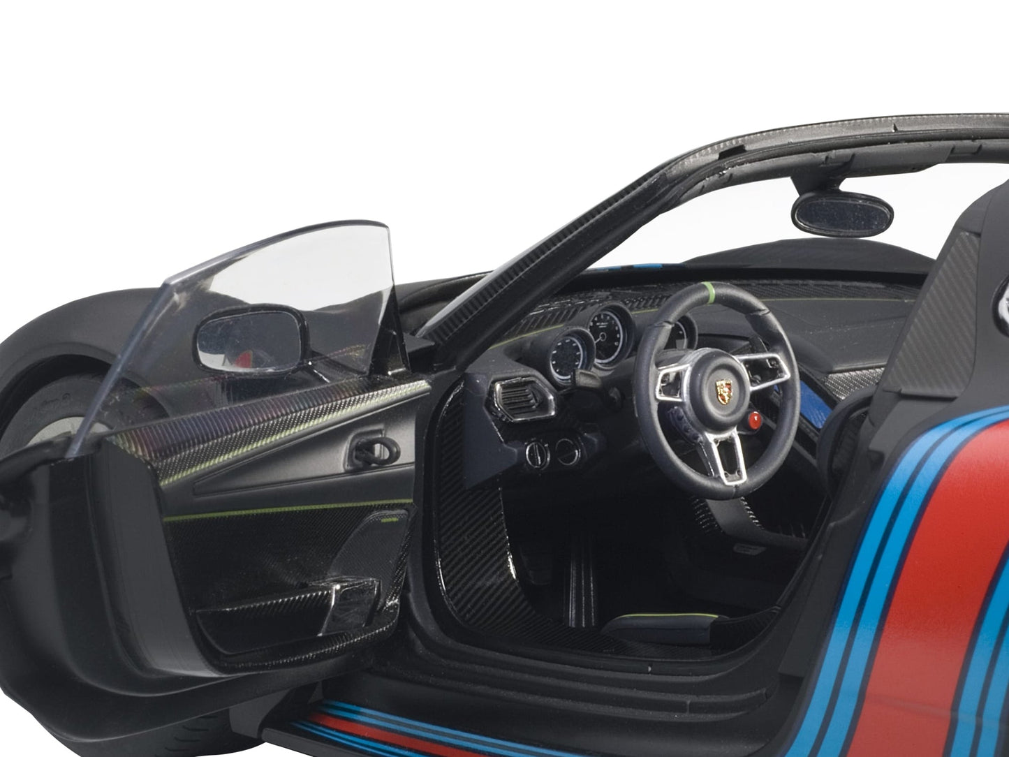 Porsche 918 Spyder Weissach Package Black/ Martini Livery #15 1/18 Model Car by Autoart