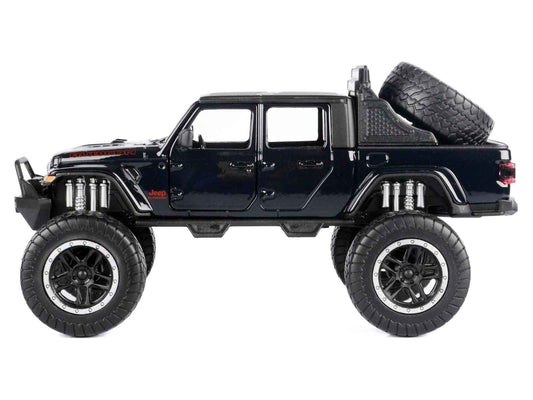 2021 Jeep Gladiator Rubicon Off-Road Pickup Truck Black with Matt Black Top "Off Road" Series 1/27 Diecast Model Car by Motormax