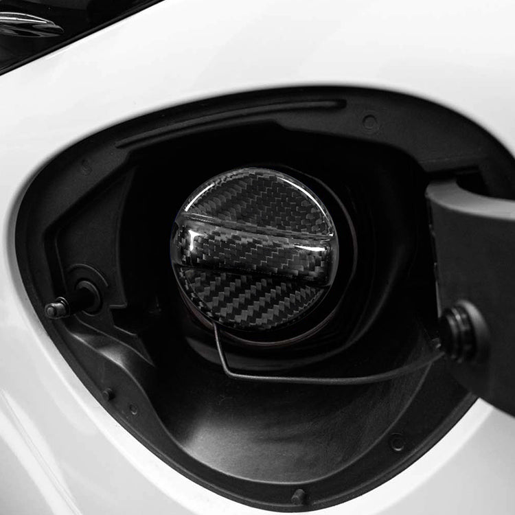 JDMuscle Tanso dry carbon fuel cap cover for Subaru WRX, BRZ, and Toyota GR86