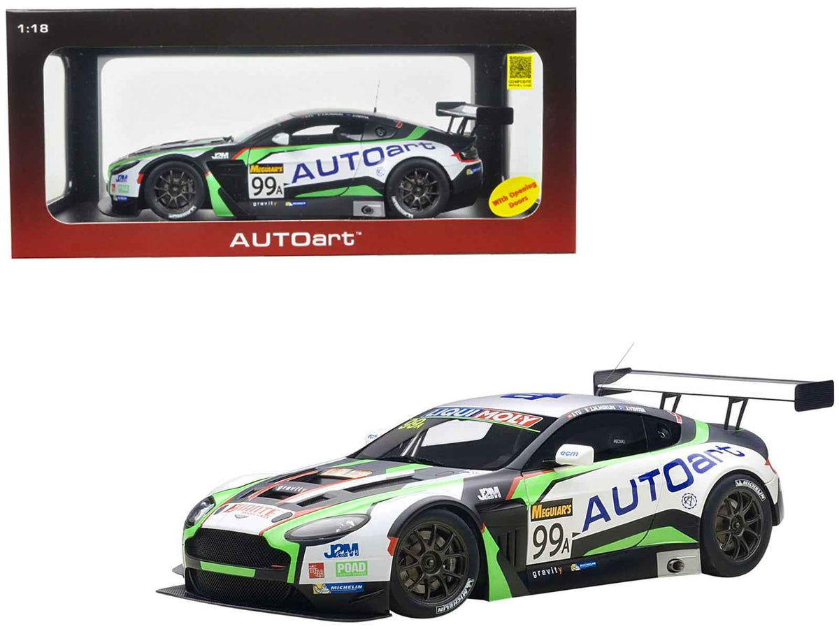 Miniature Motors 1/18 Aston Martin V12 Vantage Bathurst 12 Hour 2015 race car model by Autoart, featuring detailed race livery and decals