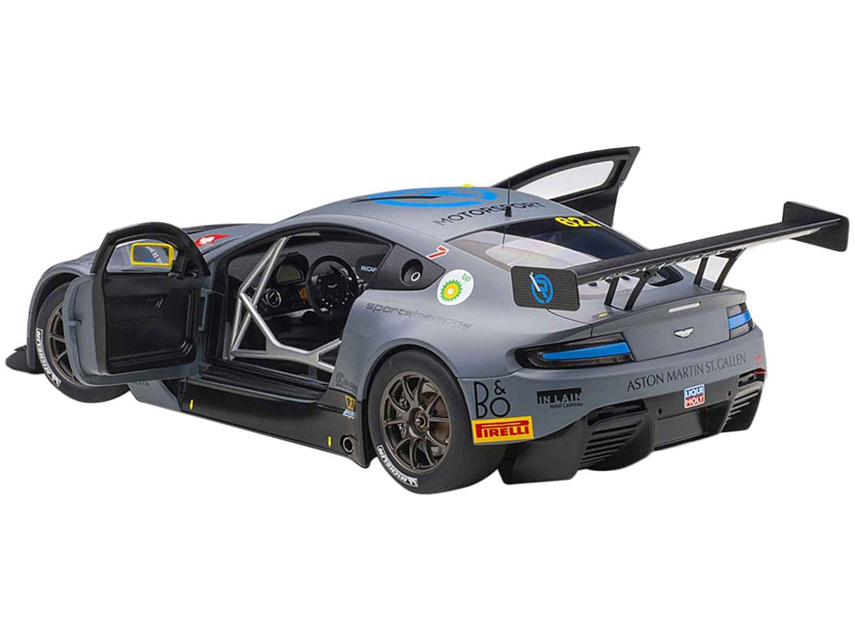 A 1/18 scale Aston Martin Vantage V12 GT3 model car by Autoart, featuring #62A J. Dennis, M. Vaxiviere, M. Kirchhoefer team at Bathurst 12H.