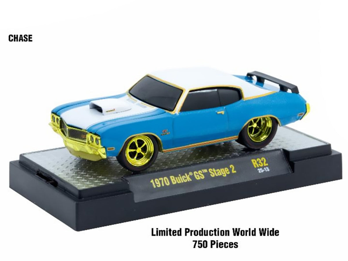 Set of six Miniature Motors "Ground Pounders" 1/64 scale diecast model cars in display cases by M2 Machines.