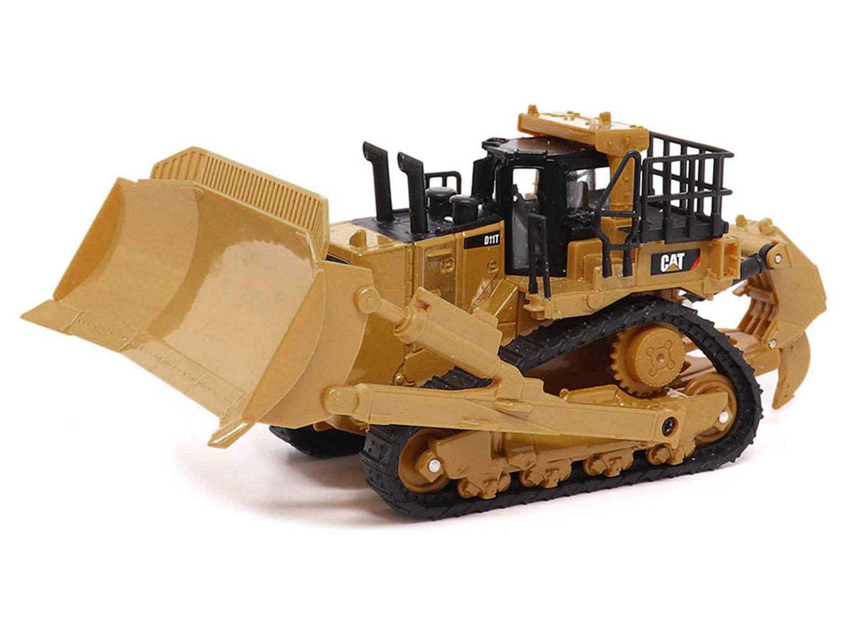 Yellow Cat Caterpillar D11T dozer diecast model by Diecast Masters, detailed construction vehicle in 1/64 scale.