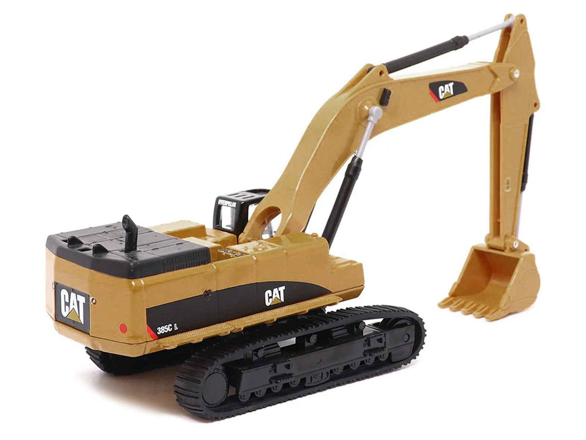 Yellow CAT Caterpillar 385C L hydraulic excavator diecast model by Diecast Masters, detailed construction miniature.