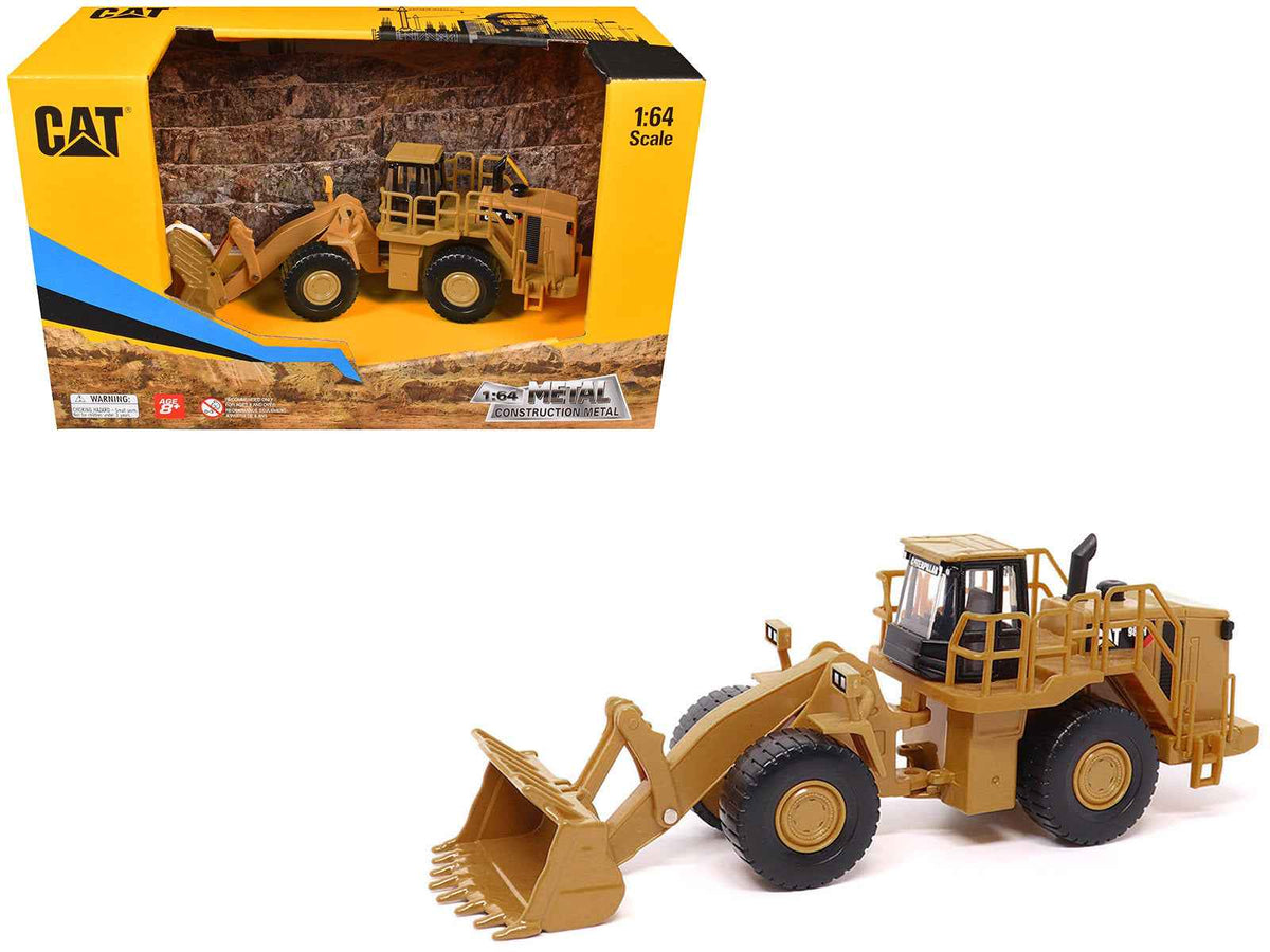 Yellow CAT Caterpillar 988H wheel loader diecast model by Diecast Masters, 1/64 scale, detailed construction vehicle replica.