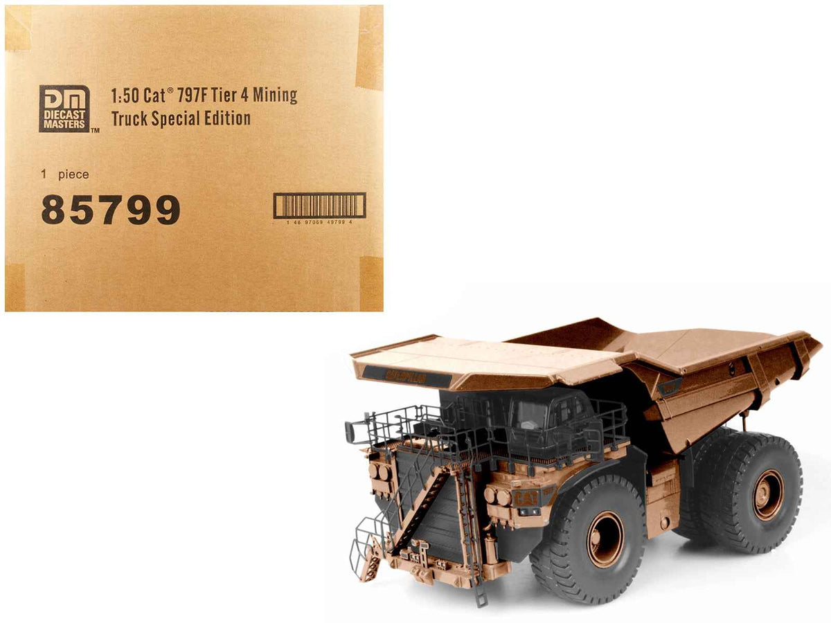 Miniature Motors CAT Caterpillar 797F 4-tier mining truck diecast model in copper finish, part of the Special Edition Commemorative series.