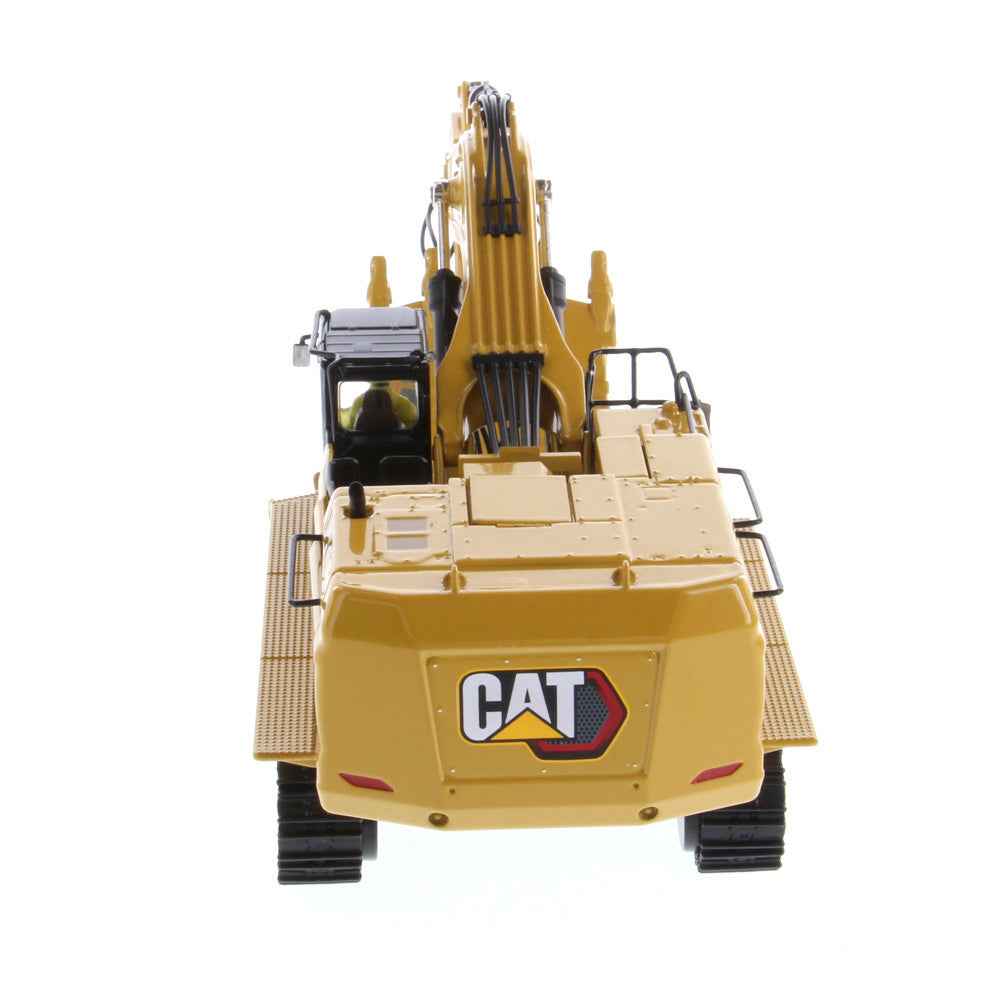Yellow CAT Caterpillar 395 Next Generation hydraulic excavator diecast model by Miniature Motors, detailed construction replica.