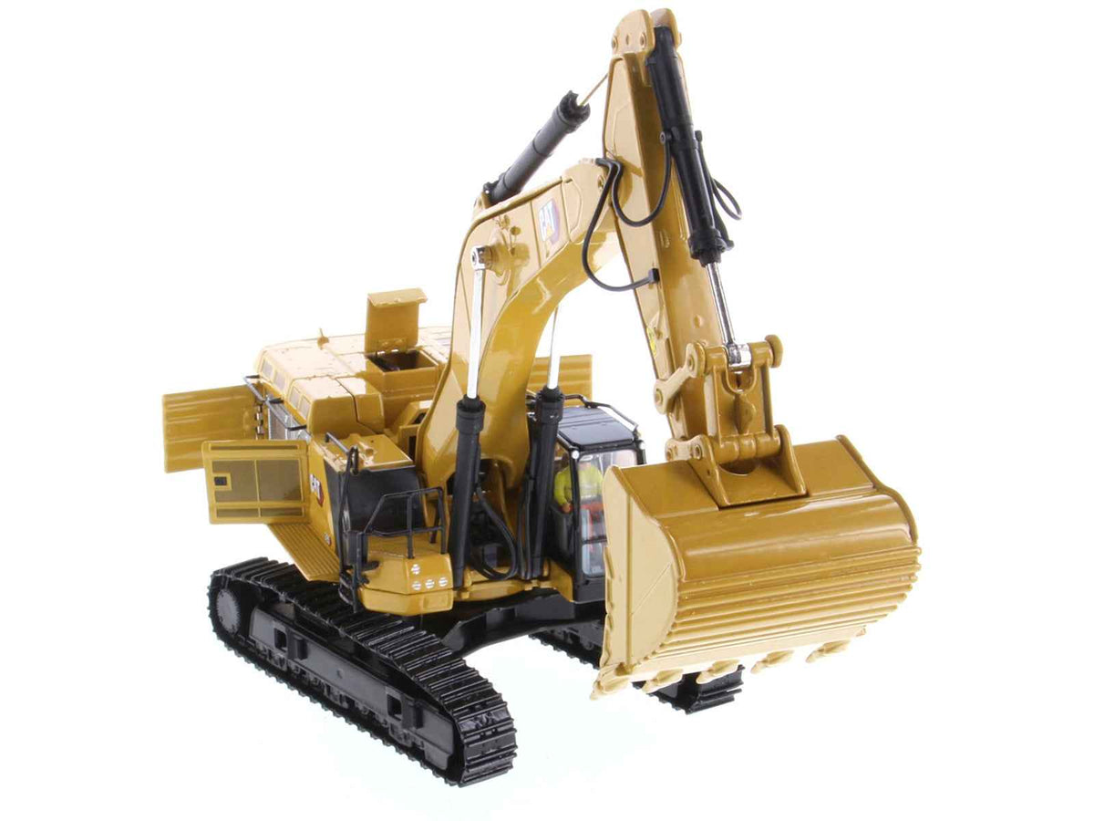Yellow CAT Caterpillar 395 Next Generation hydraulic excavator diecast model by Miniature Motors, detailed construction replica.