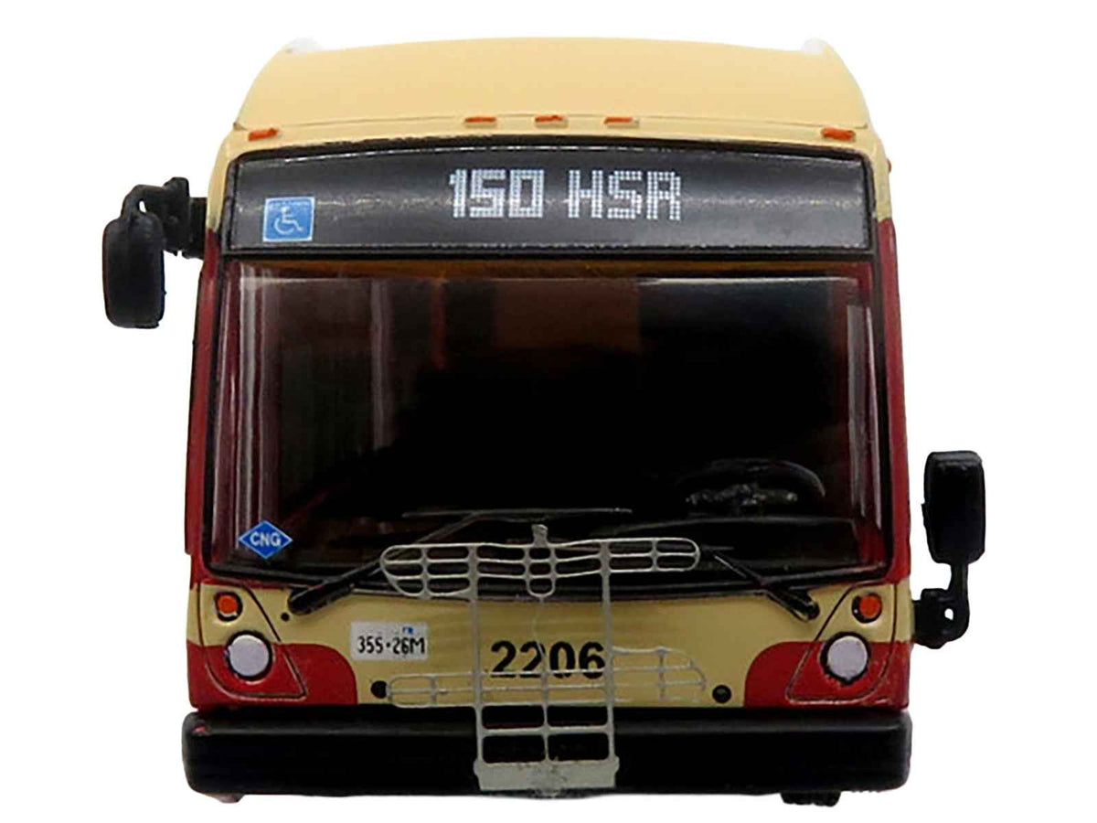 Miniature Motors Nova Bus LFS HEV transit bus diecast model in cream and red for Hamilton Street Railway, part of The Bus & Motorcoach Collection.