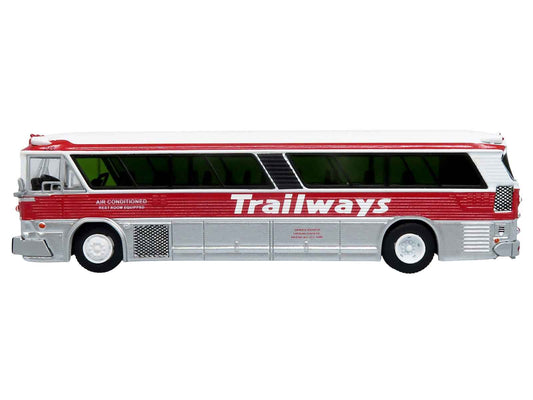 1964 MCI MC-5A Coach Bus "Trailways Chicago" White with Red Stripes "Vintage Bus & Motorcoach Collection" Limited Edition to 504 pieces Worldwide 1/87 (HO) Diecast Model by Iconic Replicas