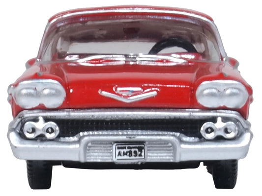 1958 Chevrolet Impala Sports Coupe Rio Red 1/87 (HO) Scale Diecast Model Car by Oxford Diecast