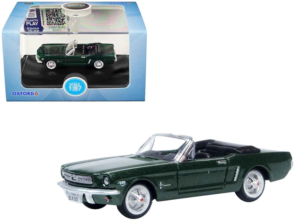 Miniature Motors 1965 Ford Mustang Convertible Ivy Green Metallic 1/87 scale diecast model car by Oxford Diecast