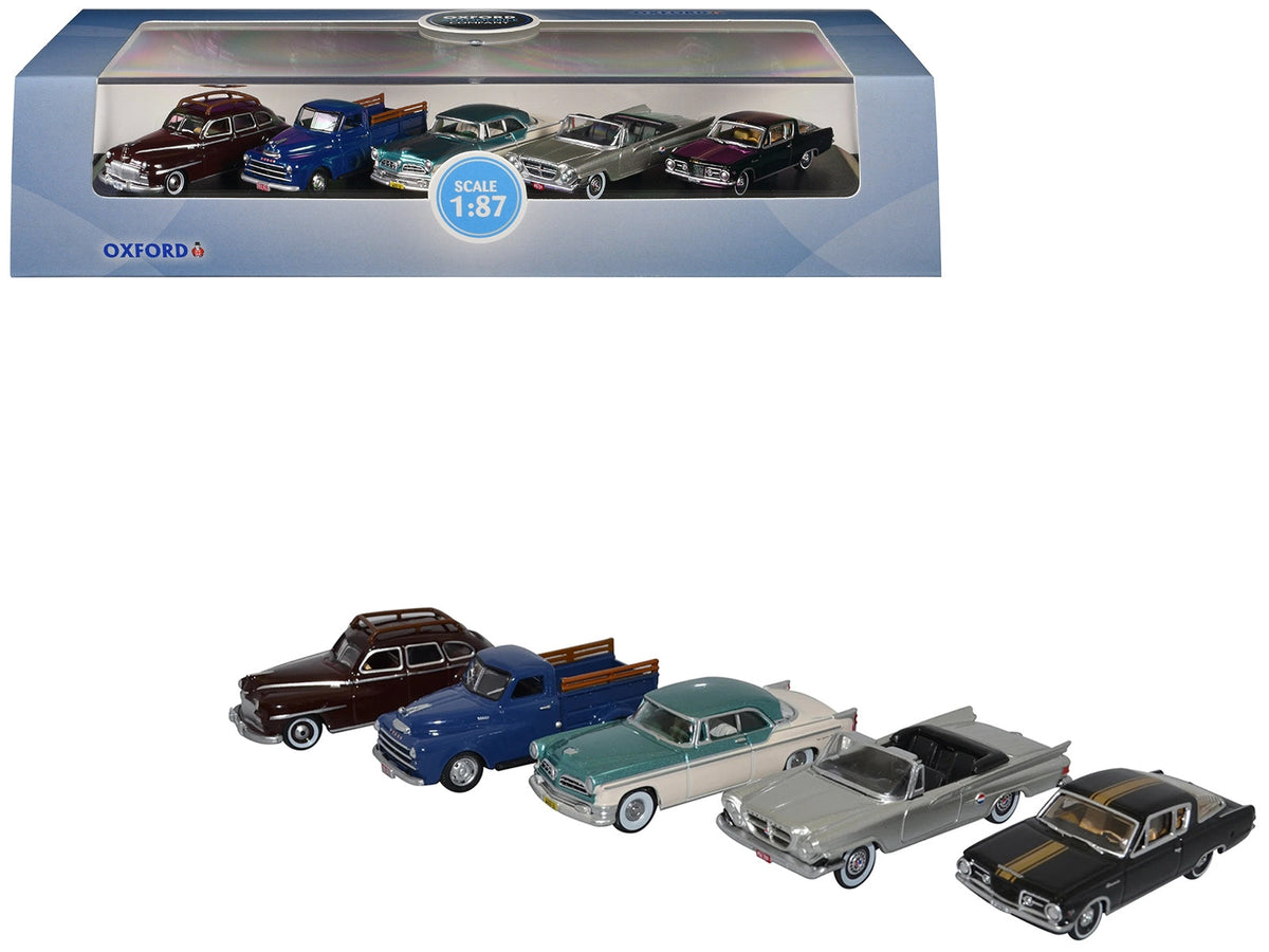 Miniature Motors Chrysler Centenary 5-piece diecast model car set in 1/87 scale by Oxford Diecast, detailed collectible cars.