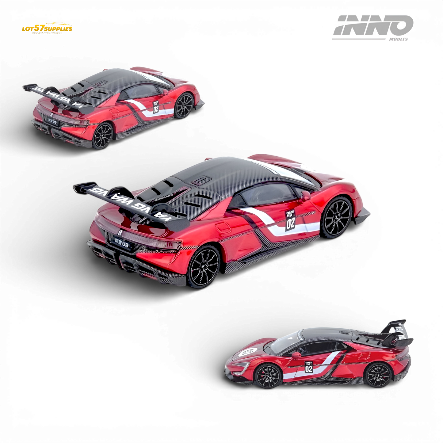 Pre-order INNO64 Yangwang U9 diecast model car in 1:64 scale, featuring detailed BYD design, from Lot57Supplies Diecast Shop.