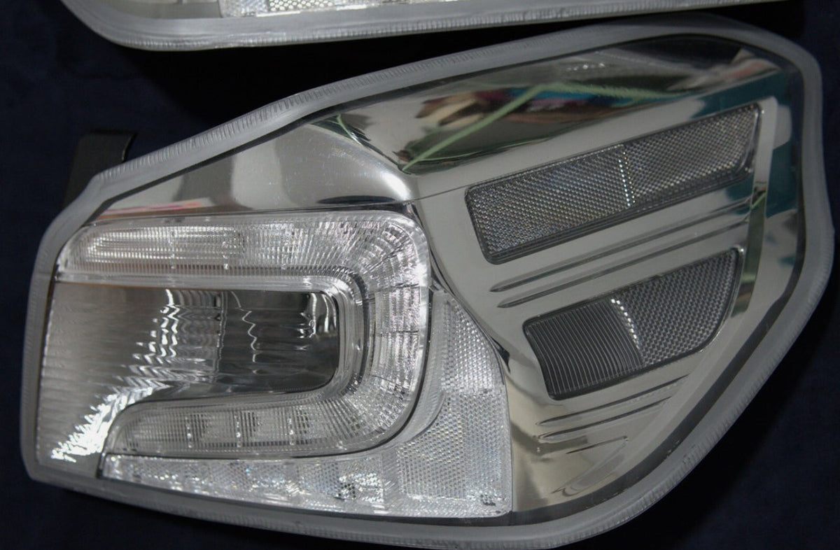 NTXGlow clear tail light lenses for 2015-2021 Subaru WRX and STI, lens-only set showing sleek, transparent design for rear lighting.