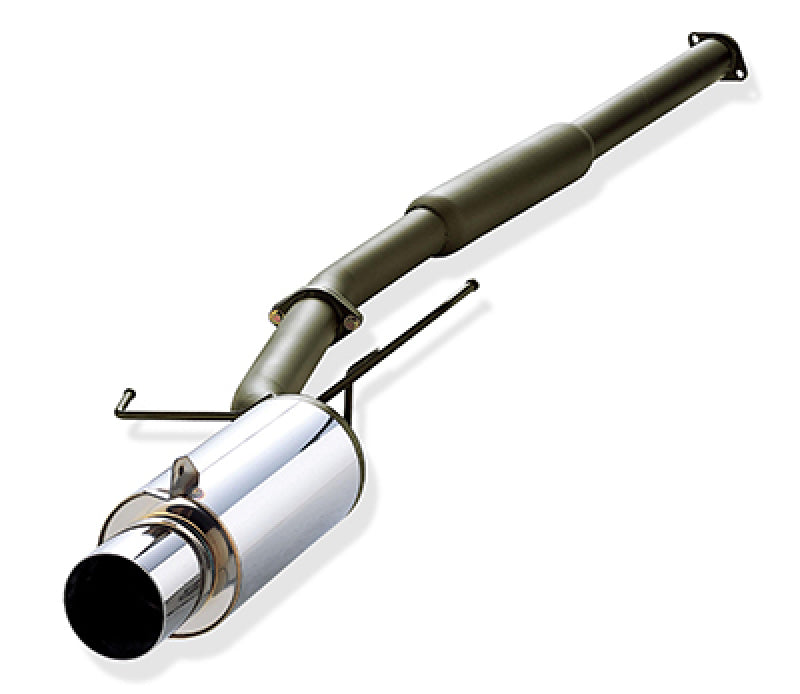 FR SPORT HKS Hi-Power 409 muffler exhaust system kit for Subaru GC8 with EJ20 engine, showing the polished stainless steel muffler.
