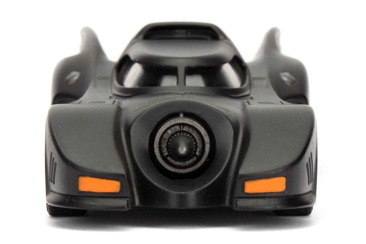 1989 Batman Batmobile diecast model car by Jada, 1/32 scale from Miniature Motors, detailed replica of the iconic movie vehicle.