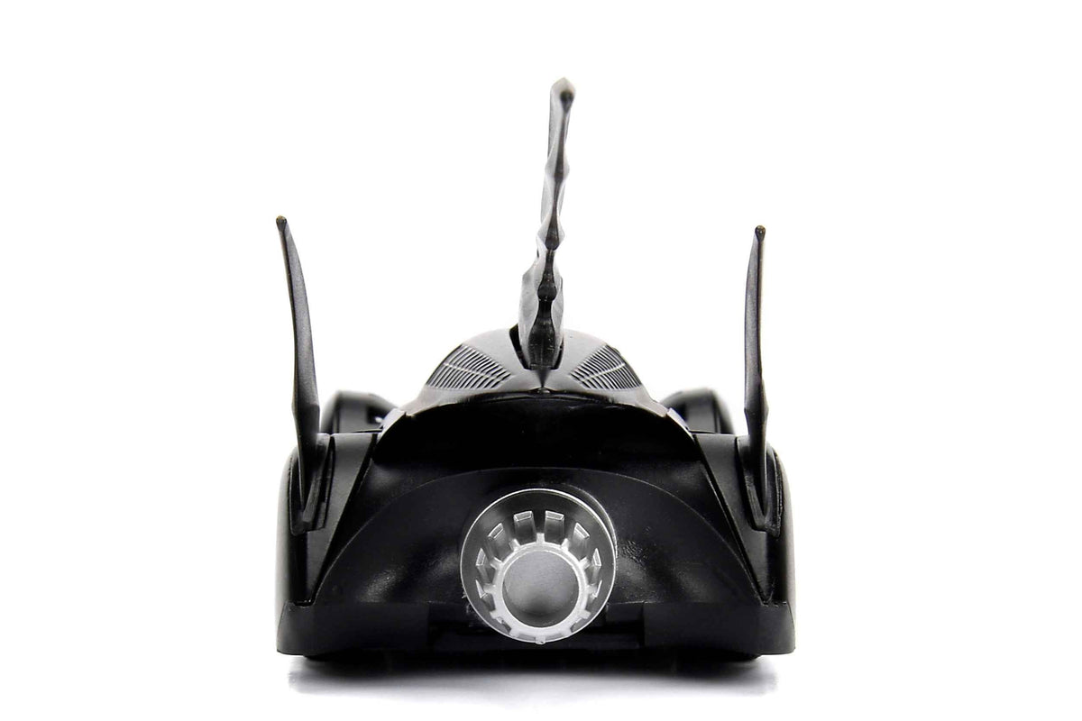 Black Batmobile model from Batman Forever, Hollywood Rides Series, 1/32 diecast by Miniature Motors, detailed movie-themed car.