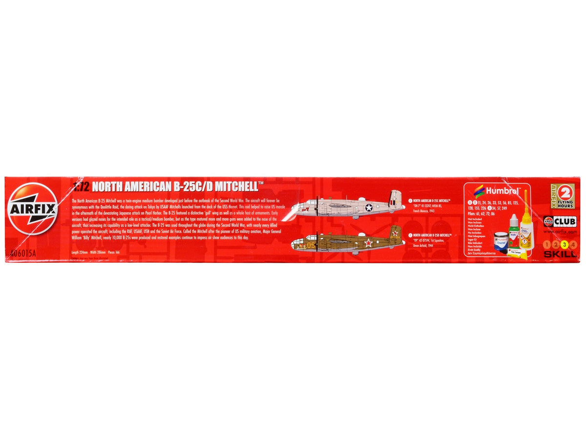Miniature Motors North American B-25C/D Mitchell bomber aircraft model kit in 1/72 scale with two scheme options.