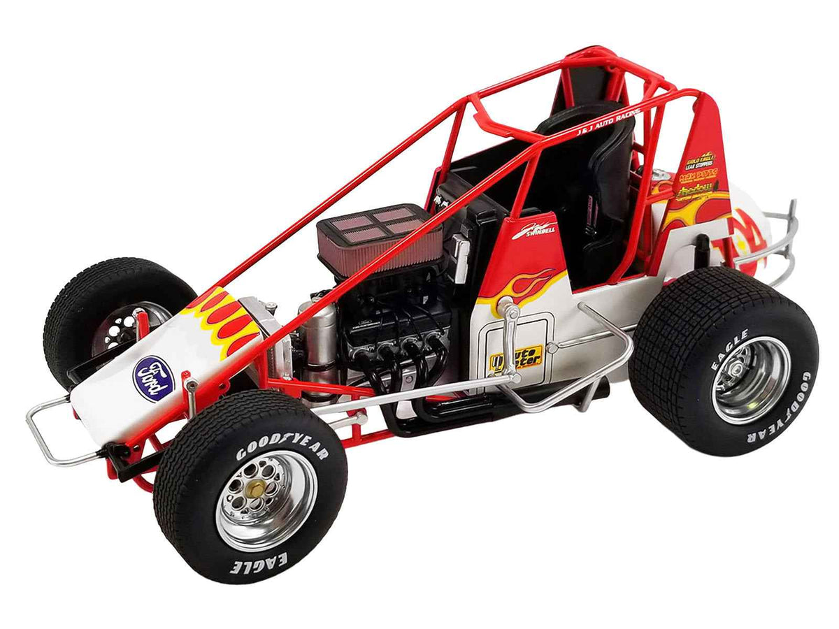 Miniature Motors 1/18 diecast Winged Sprint Car #104 Jeff Swindell Octane Boost red model with Hall of Fame graphics
