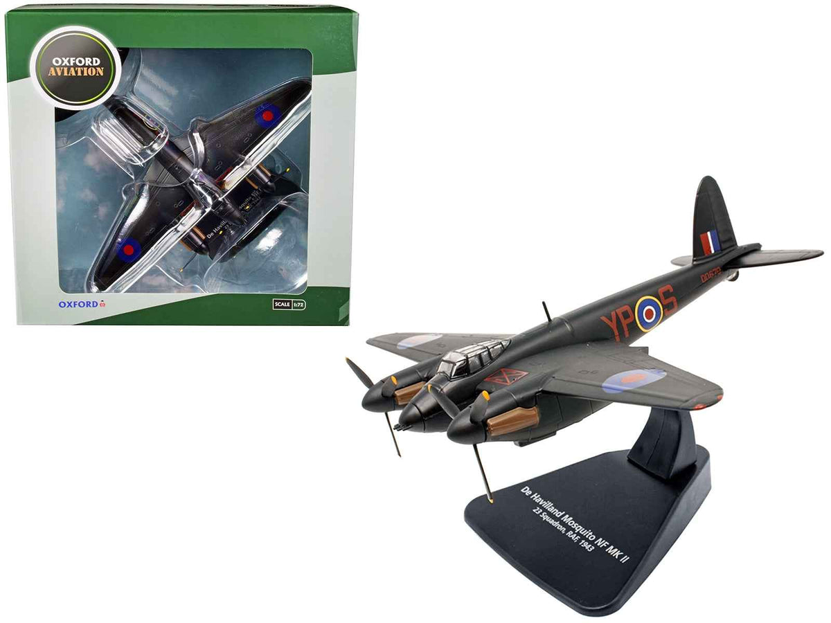 Miniature Motors 1/72 De Havilland Mosquito NF MK II RAF 23 Squadron diecast model airplane from Oxford Aviation series.