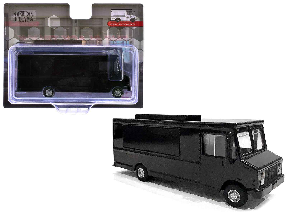 Miniature Motors black 1/64 diecast food truck model by American Diorama, detailed scale vehicle for collectibles