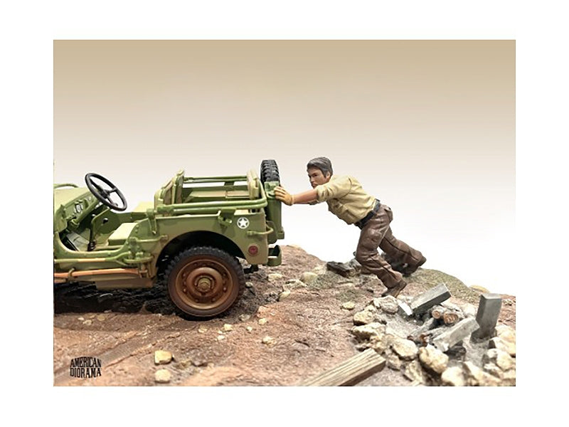 Miniature Motors 4x4 Mechanic figure for 1/18 scale models by American Diorama, detailed miniature figure in work attire.