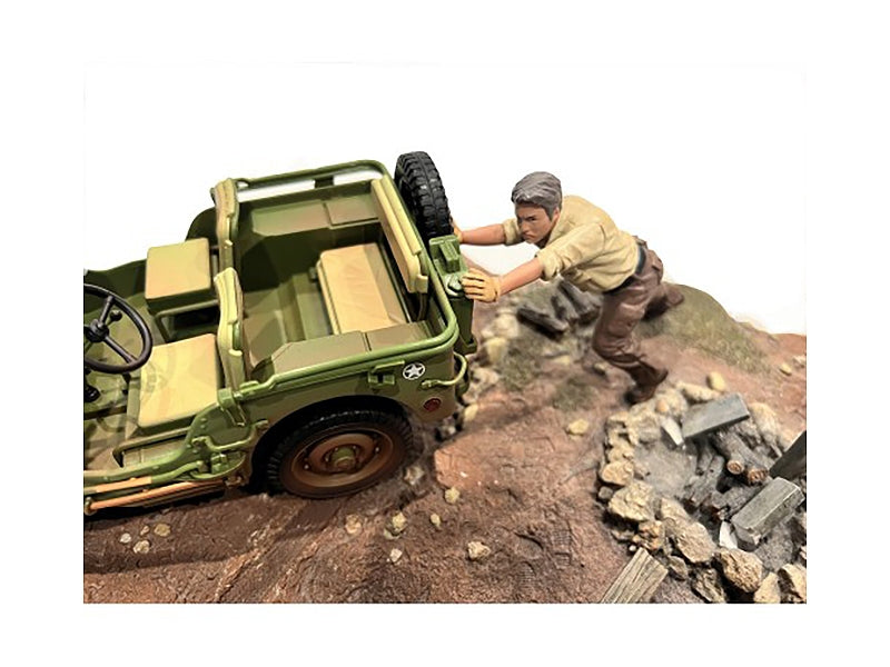 Miniature Motors 4x4 Mechanic figure for 1/18 scale models by American Diorama, detailed plastic figure in mechanic uniform.