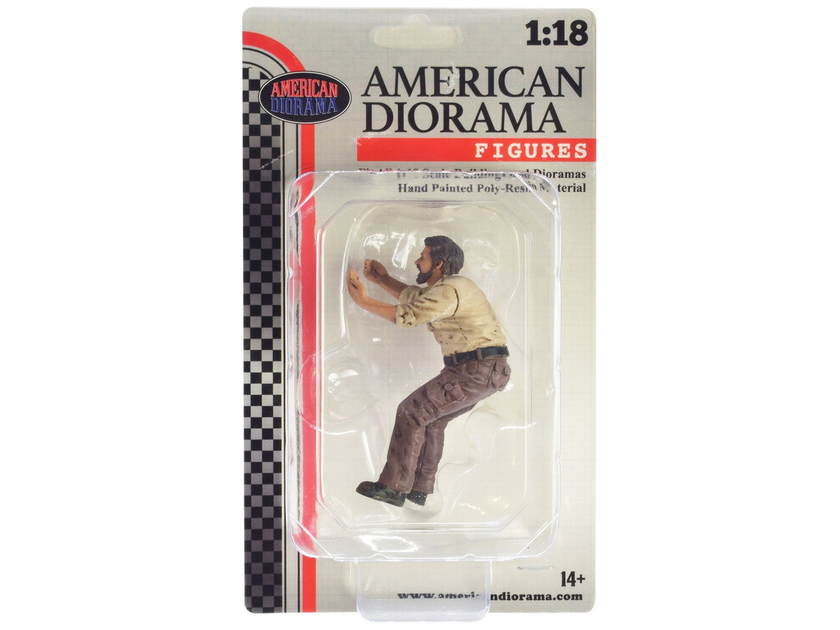 Miniature Motors 4x4 Mechanic figure for 1/18 scale models by American Diorama, detailed miniature figure in work attire.