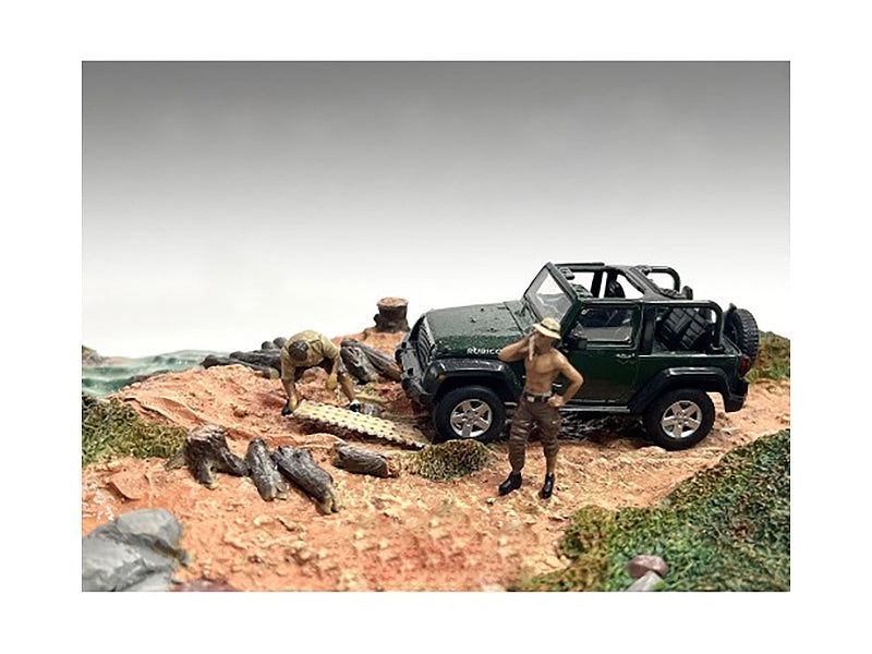 Miniature Motors 4X4 Mechanics diecast figure set for 1/43 scale models, featuring detailed mechanic characters by American Diorama.