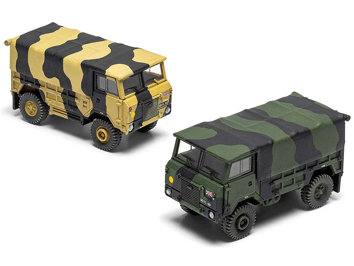 Miniature Motors Land Rover 1 Tonne FC Truck model kit with three scheme options, 1/76 scale plastic military vehicle by Airfix.
