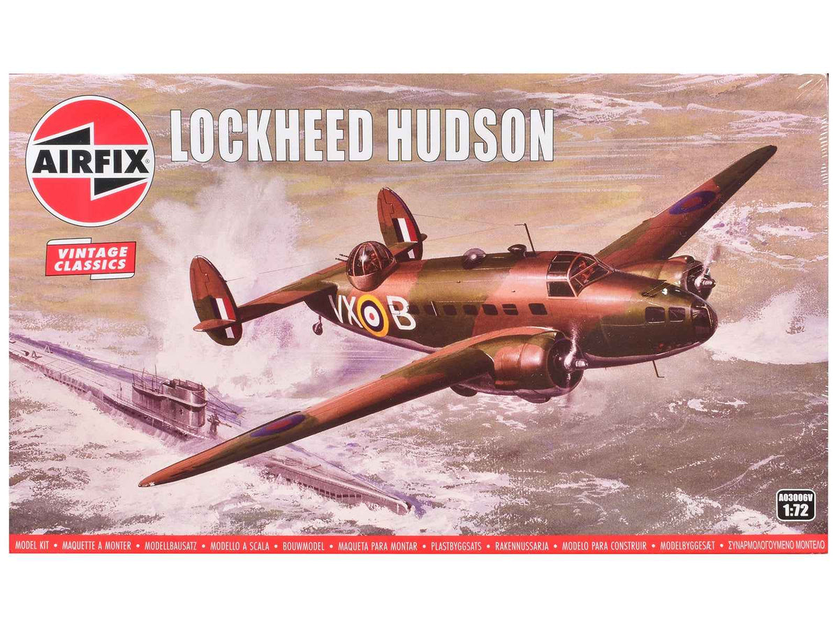 Miniature Motors Lockheed Hudson Light Bomber aircraft model kit, 1/72 scale plastic military model by Airfix with detailed parts.