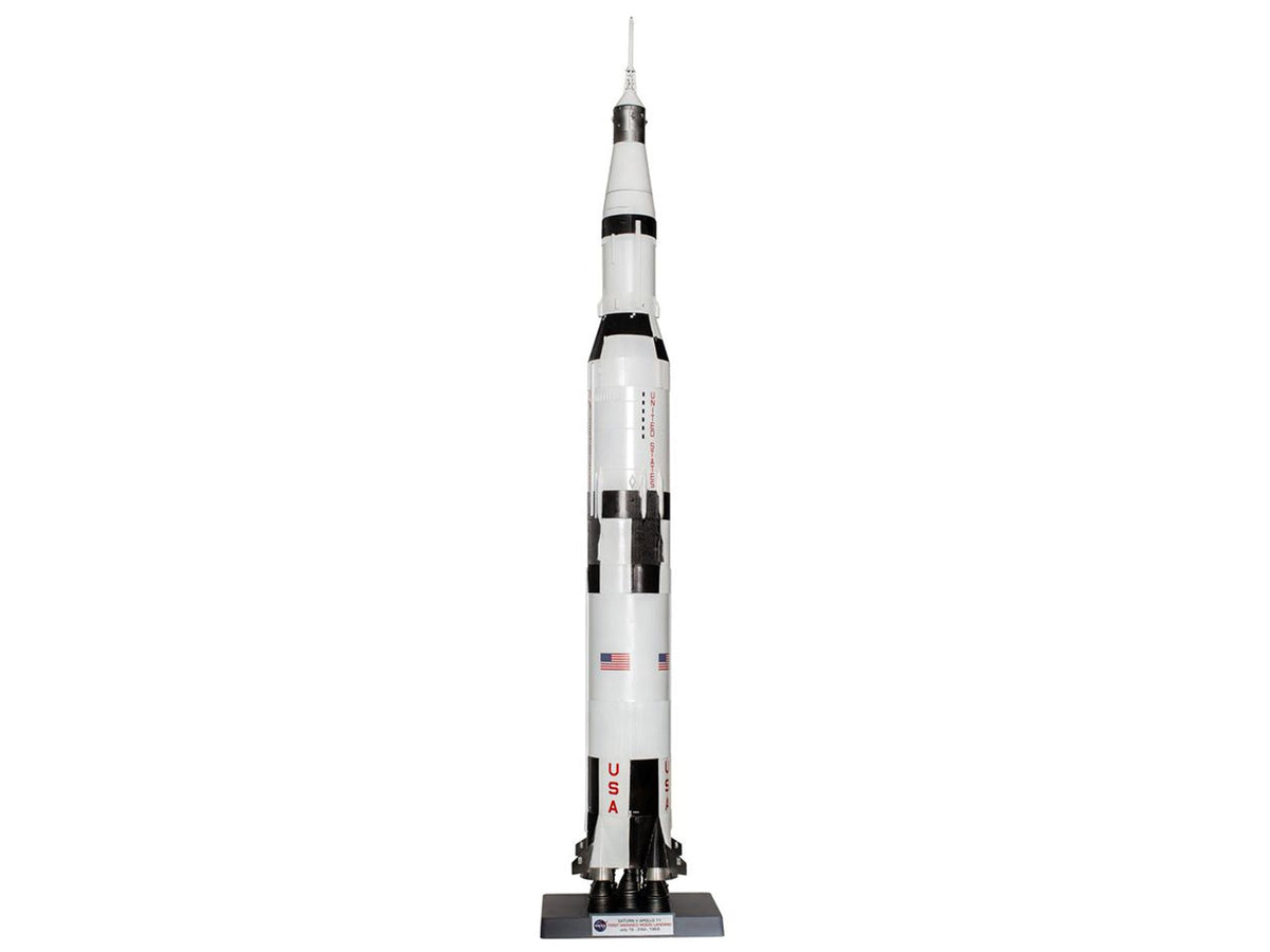Miniature Motors NASA Saturn V Rocket Level 3 Model Kit by Airfix, detailed 1/144 plastic model set on a white background.