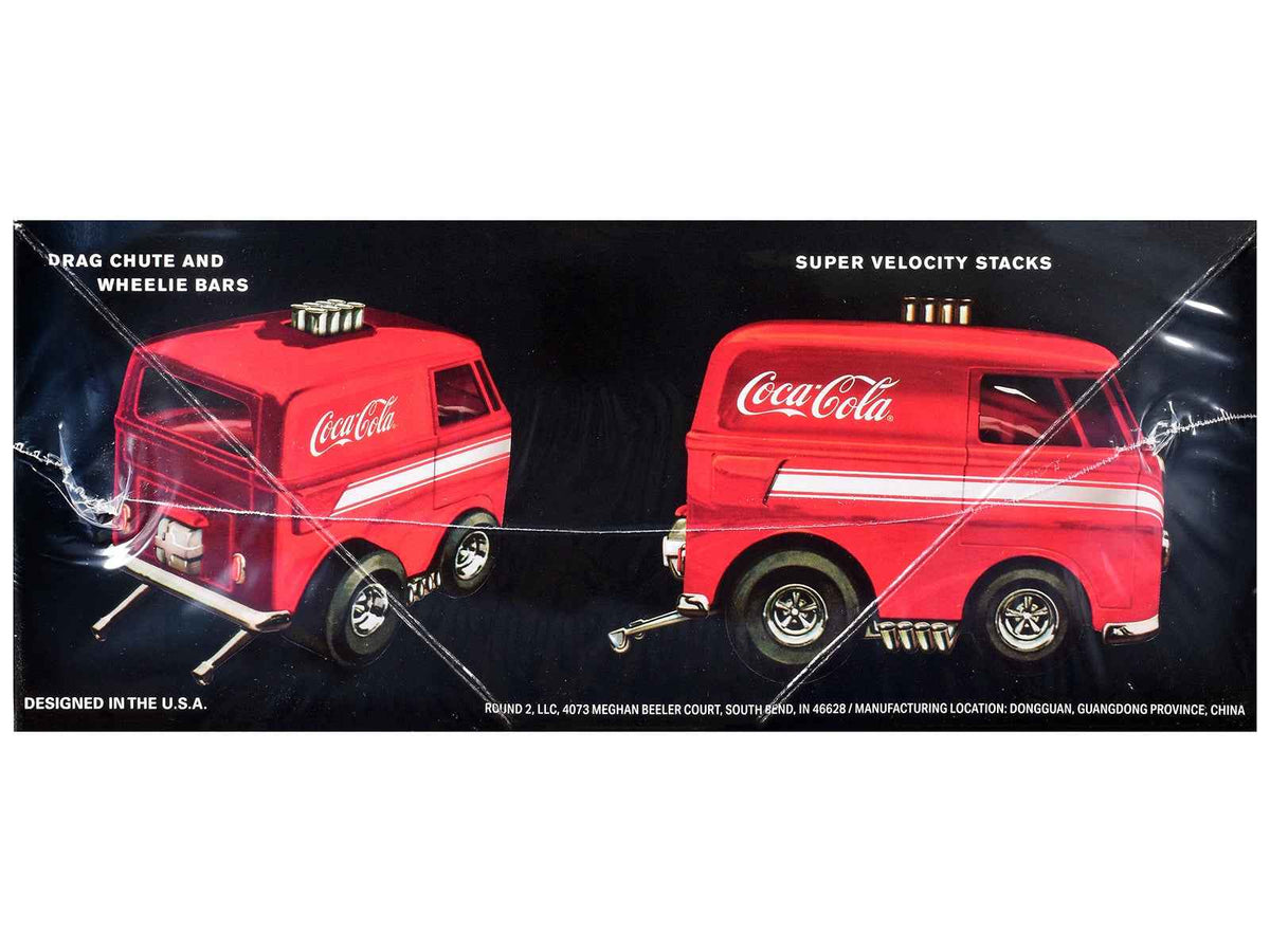 Miniature Motors Volkswagen Van Show Rod "Coca-Cola" 1/25 scale model kit by AMT, featuring detailed design and vibrant paint.