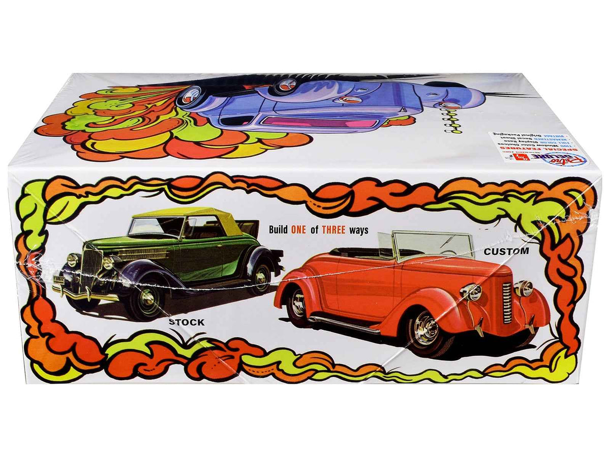 Miniature Motors 1/25 scale Skill 2 Model Kit of 1936 Ford Coupe Gasser, detailed 3-in-1 model car, assembled with visible parts.