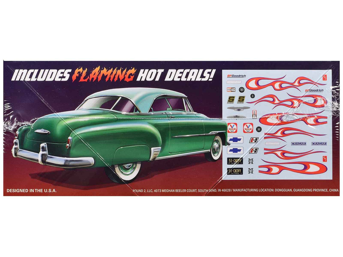 Miniature Motors Skill 2 Model Kit 1951 Chevrolet Cruiser 3-in-1 1/25 scale model by AMT, showing assembled Chevrolet model parts.