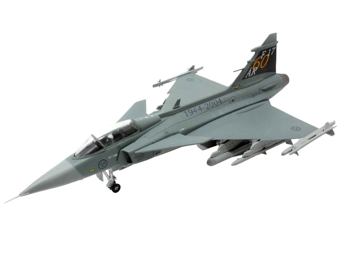 Miniature Motors Saab JAS 39A Gripen fighter aircraft model in 1/72 scale with 17 Wing 60th Anniversary livery, Swedish Air Force.