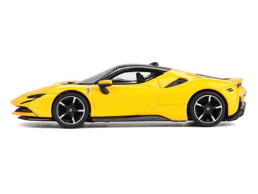 Ferrari SF90 Giallo Modena Yellow with Black Top 1/64 Diecast Model Car by BBR