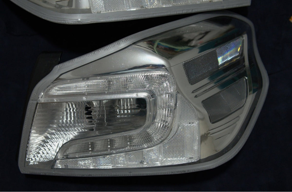 NTXGlow clear tail light lenses for 2015-2021 Subaru WRX and STI, lens-only set showing sleek, transparent design for rear lighting.