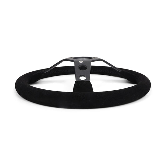 Circuit Hero 3-spoke suede steering wheel with 345mm diameter and 70mm dish, designed for racing simulators.