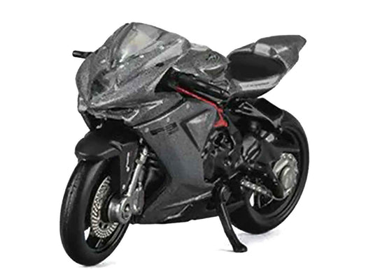2022 MV Agusta F3 Rosso Motorcycle Silver Metallic with Figure 1/64 Diecast Model by CM Model