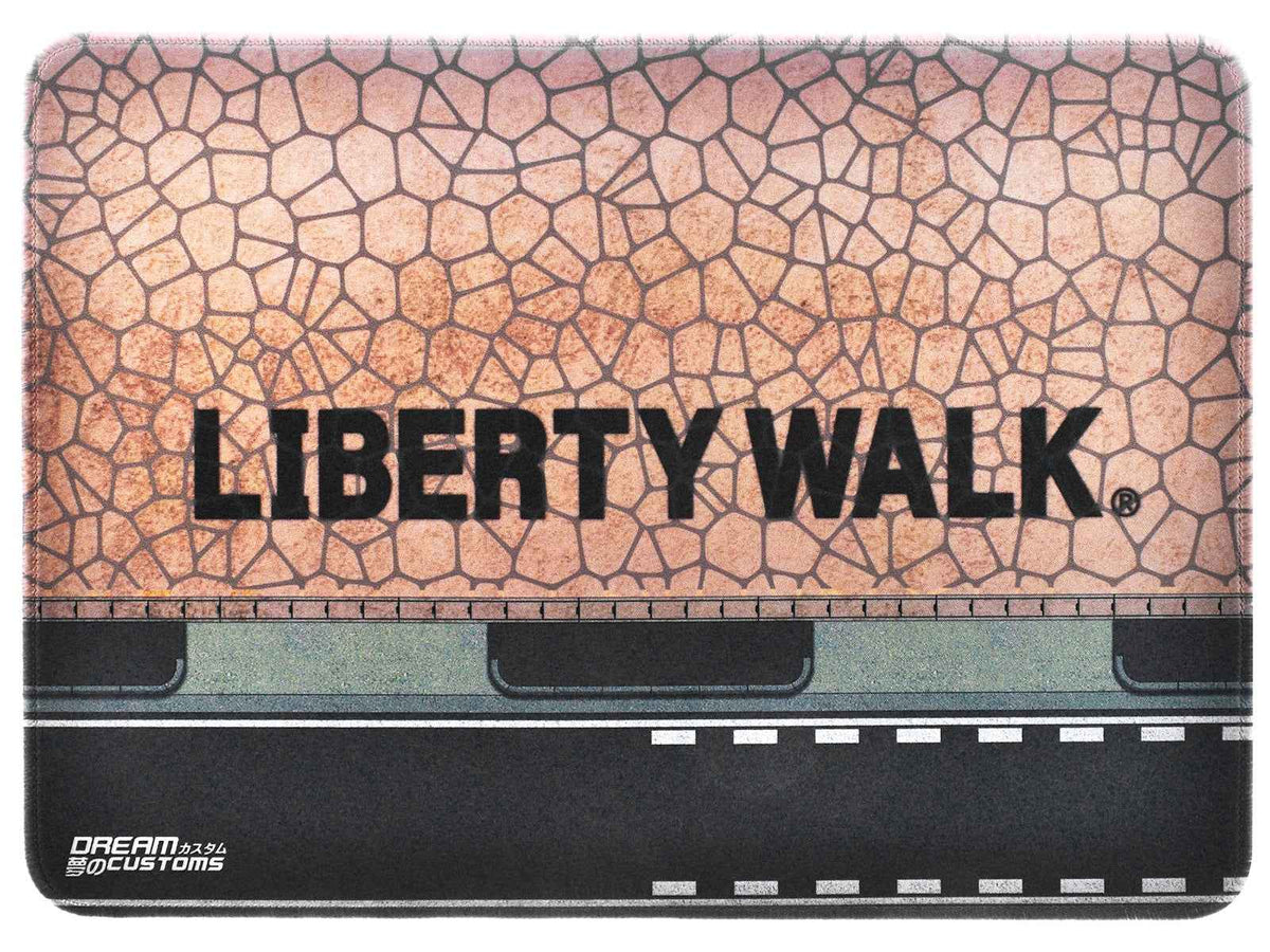 Miniature Motors Liberty Walk desktop display mat, black accessory with detailed design, perfect for car enthusiasts and collectors.