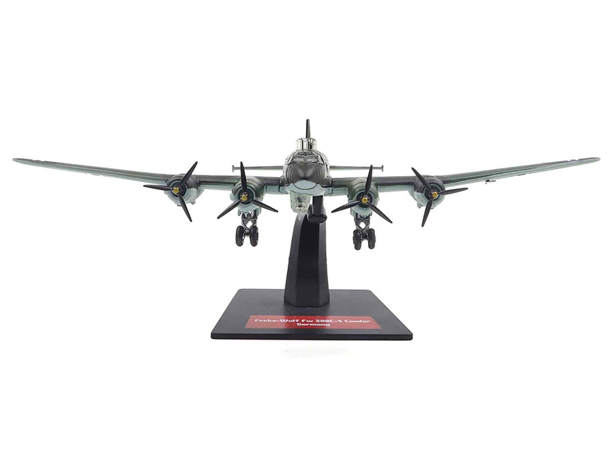 Miniature Focke-Wulf Fw 200C-4 Condor model aircraft in 1/144 scale by Diecast of Defense, featuring detailed German Luftwaffe design.