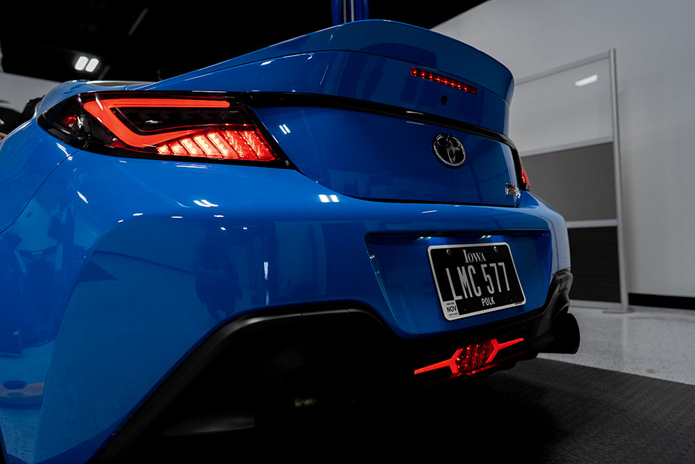 OLM Scythe LED tail lights in smoke and white for 2022+ Subaru BRZ and Toyota GR86