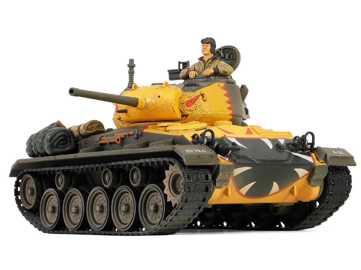 Miniature Motors 1/32 diecast model of M24 Chaffee light tank with tiger face from the 79th Tank Battalion, Han River, South Korea.