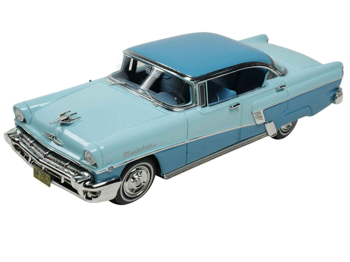 Miniature Mercury Montclair Phaeton model car in Lauderdale Blue and Niagara Blue with blue interior, limited edition by Goldvarg Collection
